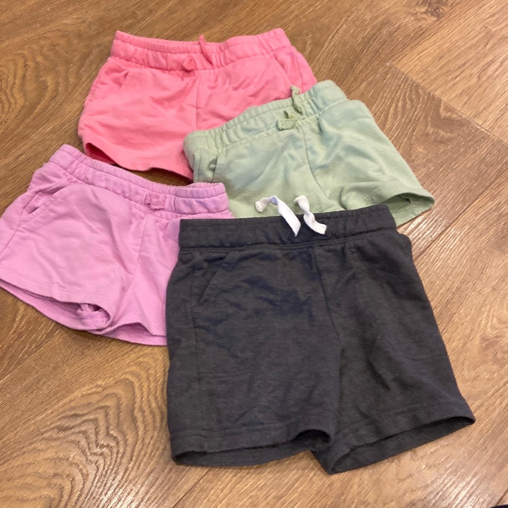 Bundle of Cat & Jack Gray, Pink, purple, and green Shorts 2T